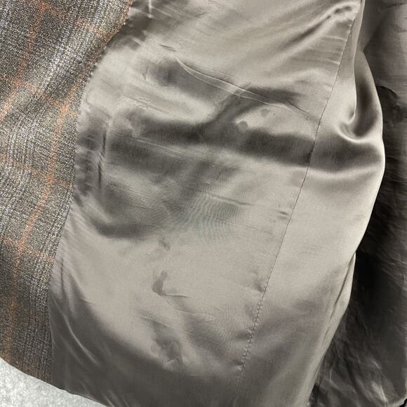 Hickey Freeman Wool Blazer Sport Coat Mens 44R Brown Windowpane Plaid 2 Button - Picture 16 of 16